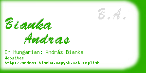 bianka andras business card